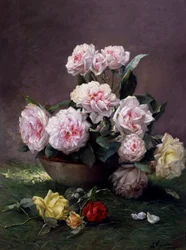 Roses romantiques. Peinture de Emile Vernon (1872-1919) Collection privee.