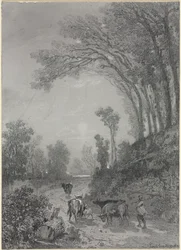 Paysage avec vaches