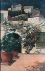 Ville italienne sur une colline la nuit
