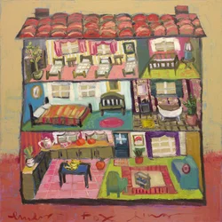 La maison de poupée de Harper, 2024 (huile sur toile)