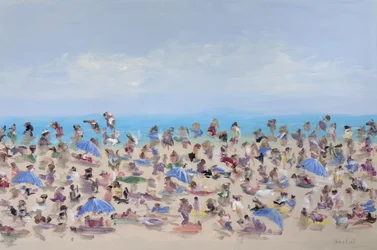 Une plage bondée en été