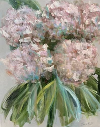 Hortensias roses aux allures de peinture