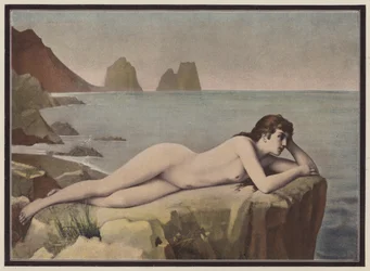 Délire, femme allongée sur une falaise