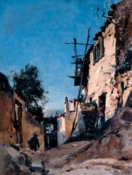 La vieille ville sous le cimetière, Menton, 1890