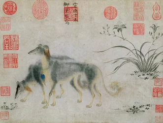 Deux lévriers Saluki, 1427