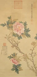 Pivoine, dynastie Qing (encre et couleur sur soie)