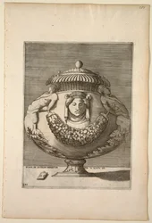 Vase décoré de figures, rinceaux et festons