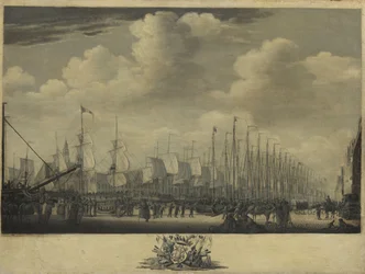 Rassemblement de la flotte dans le port de Vlissingen, 1804