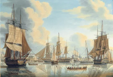 La flotte batave sous le vice-amiral Carel Hendrik Verhuell à Flessingue