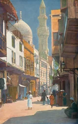 Une rue du Caire, Égypte (photo couleur)