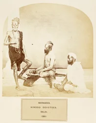 Bairagees, dévots hindous, Delhi, extrait de The People of India, par J. Forbes Watson, publié en 1868