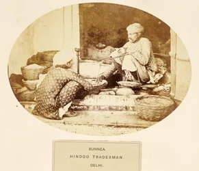 Bunnea, commerçant hindou, Delhi, de The People of India, par J. Forbes Watson, publié en 1868