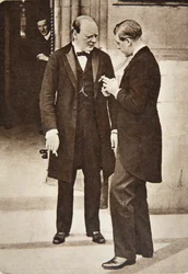 Discussion après un déjeuner à la Chambre des communes : M. Churchill et S.A.R. le prince de Galles, 1919