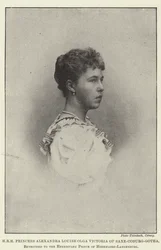 SAR la princesse Alexandra Louise Olga Victoria de Saxe-Cobourg-Gotha, fiancée au prince héréditaire de Hohenlohe-Langenburg