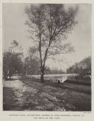 Hampden Park, Eastbourne, ouvert par Lord Rosebery, 12 août, la promenade au bord du lac