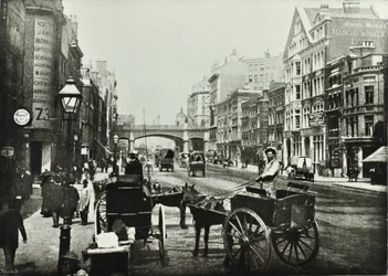 Holborn Viaduct, Farringdon Street, vers le nord, City de Londres, 1890
