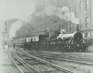 Dernier train à voie large quittant la gare de Paddington, 1892