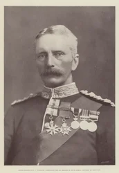Le major-général E R P Woodgate, commandant la 9e brigade en Afrique du Sud, blessé à Spion Kop