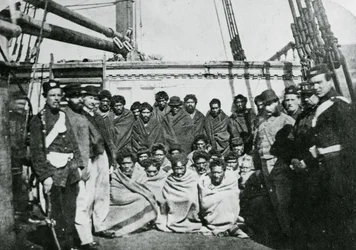 Prisonniers maoris à bord d