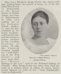 Mlle Lucy Kemp-Welch, élue RBA