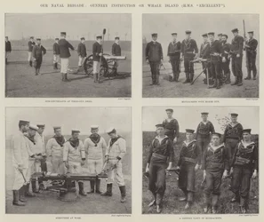 Notre brigade navale, instruction de tir sur Whale Island (HMS Excellent)