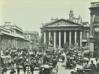 Royal Exchange, Threadneedle Street, City de Londres, 1890