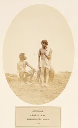 Sonthals, aborigènes, collines de Bhaugulpore, de The People of India, par J. Forbes Watson, publié en 1868