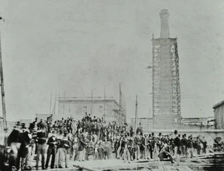 Égout de Southern Outfall, Crossness: dignitaires sur le site, 1865