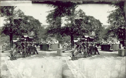 Image stéréoscopique des étals de St Jamess Park
