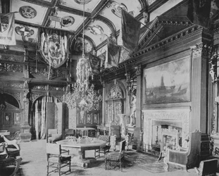 Salle de banquet, Knebworth (photo n/b)