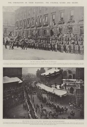 Le couronnement de leurs majestés, la garde coloniale et l