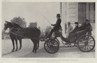 Les derniers portraits de M. et Mme Gladstone, sur le point de partir pour leur promenade quotidienne depuis le Château Thorenc, Cannes