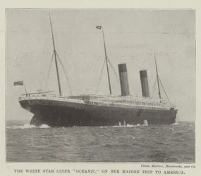 Le paquebot White Star Oceanic, lors de son voyage inaugural en Amérique