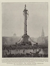 Jour de Trafalgar à Londres, la colonne Nelson décorée