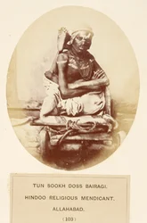 Tun Sookh Doss Bairago, mendiant religieux hindou, Allahabad, de The People of India, par J. Forbes Watson, publié en 1868