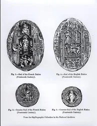 Sceaux du 14e siècle des nations française et anglaise, illustration de 