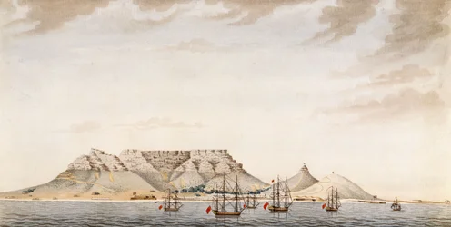 Une flotte britannique dans la baie de la Table, c.1780