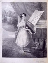 Un enfant pianiste (Miss Jonas?) jouant la 