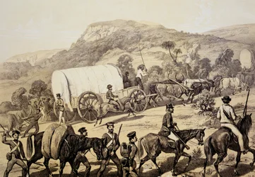 Un convoi de wagons, de Scenes in Kafirland and Incidents in the Kafir War of 1851-53