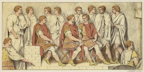 Un conseil de guerre (lithographie en couleur)