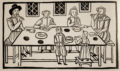 Un repas de famille, vers 1600