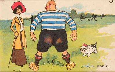 Un arrière complet, carte postale montée