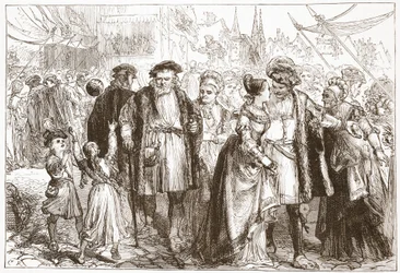 Un jour de fête à Nuremberg : époque, XVIe siècle, illustration de L