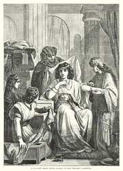 Une mariée hébraïque habillée pour son mariage (gravure)