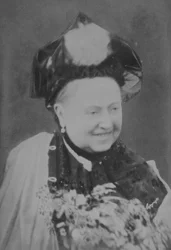Portrait de jubilé de la reine Victoria (1819-1901) riant, 21 juin 1887 (photo sépia)