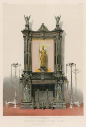 Cheminée en marbre et bronze de Marchand de Paris (chromolitho)