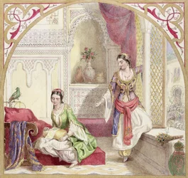 Intérieur mauresque avec deux femmes, vers 1840