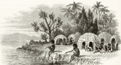 Un campement indigène dans le Queensland, vers 1880, de 