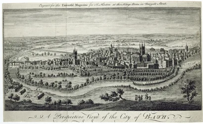Vue en Perspective de la Ville de Bath, gravée pour le Universal Magazine, vers 1750