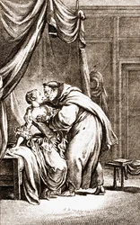 Un prêtre abordant une femme
